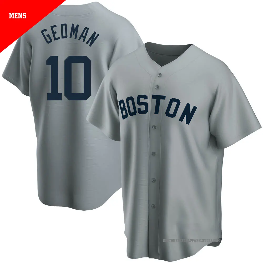 Men's ＃10 Rich Gedman Boston Red Sox Gray Replica Road Cooperstown Collection Jersey