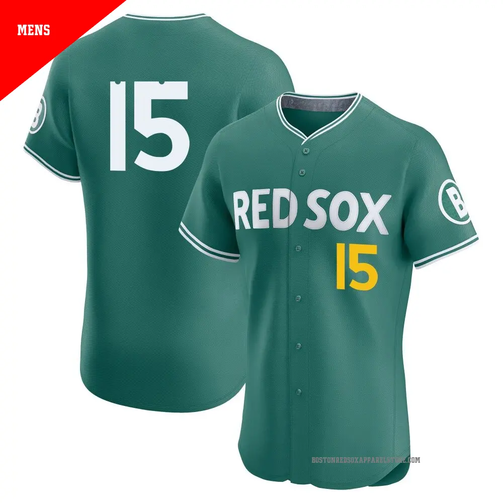 Men's #15 Dustin Pedroia Boston Red Sox Green Elite 2025 City