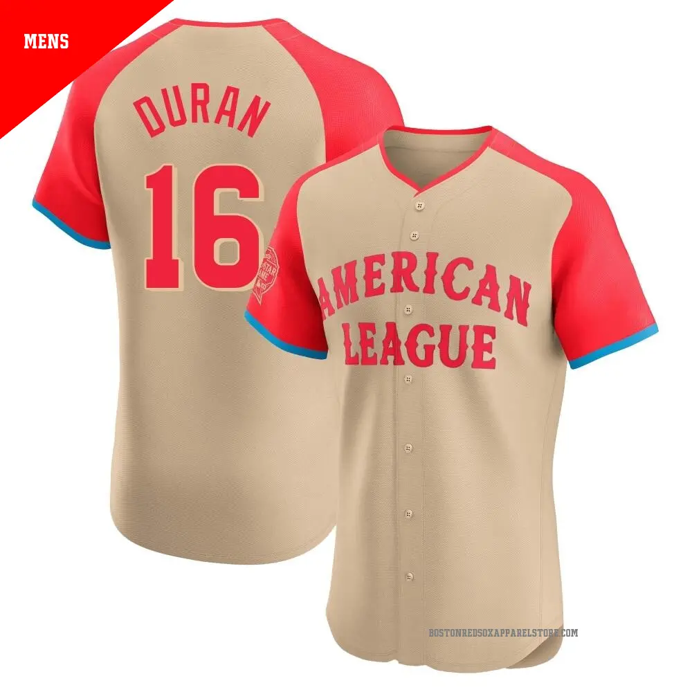 Men's ＃16 Jarren Duran Boston Red Sox Cream Elite American League 2024 All-Star Game Jersey