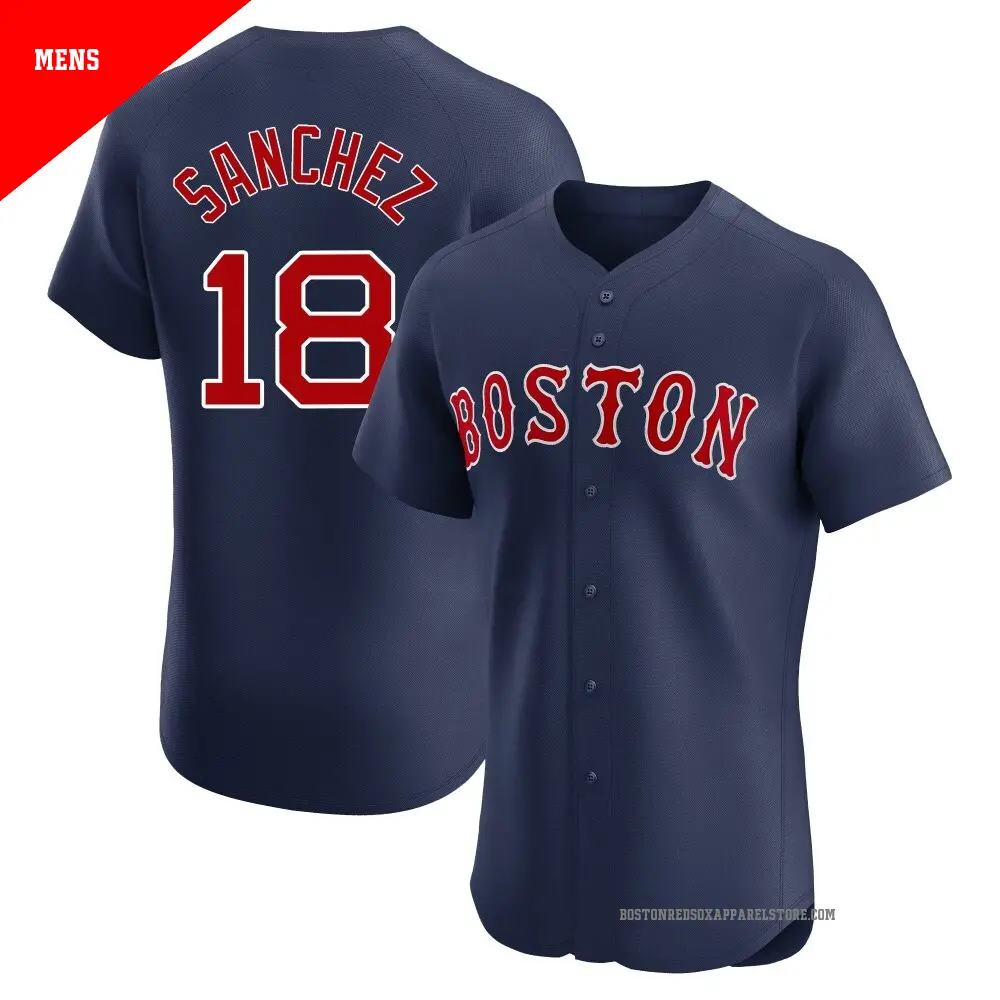 RED SOX ジャージ 背番号18 Men's #18 Ali Sanchez Boston Red Sox Black Replica Pitch