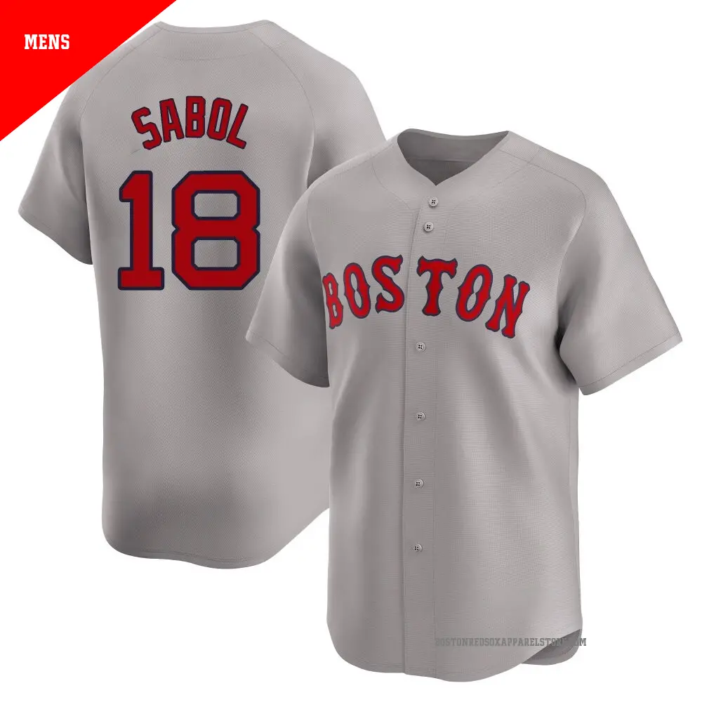 Men's #18 Blake Sabol Boston Red Sox Gray Limited Away Jersey