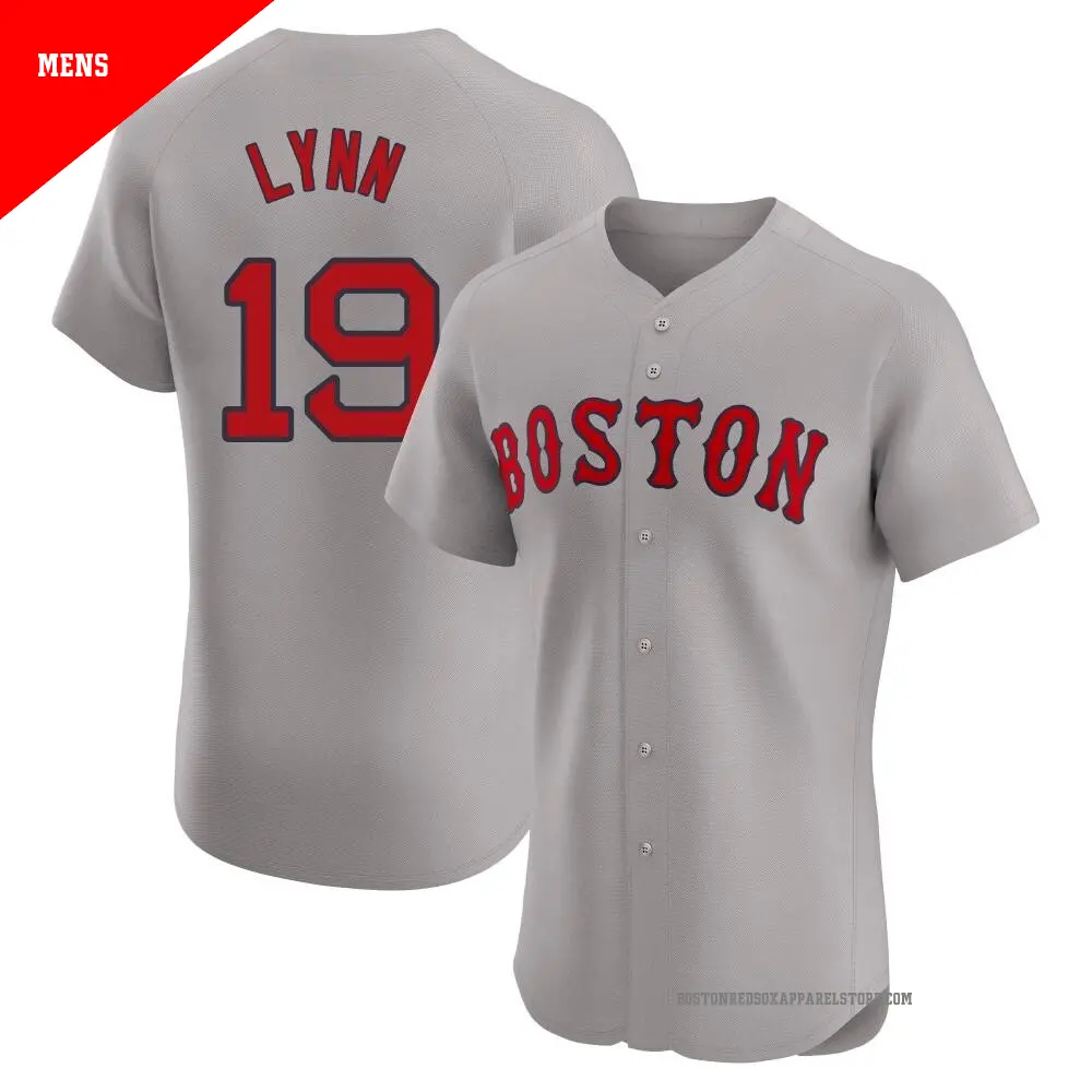 Men's ＃19 Fred Lynn Boston Red Sox Gray Elite Road Jersey