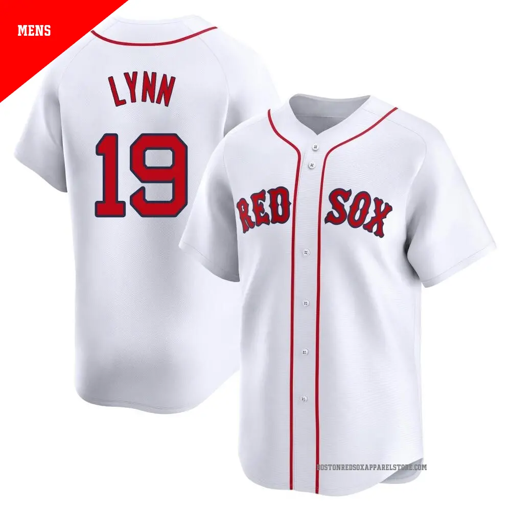 Men's ＃19 Fred Lynn Boston Red Sox White Limited Home Jersey