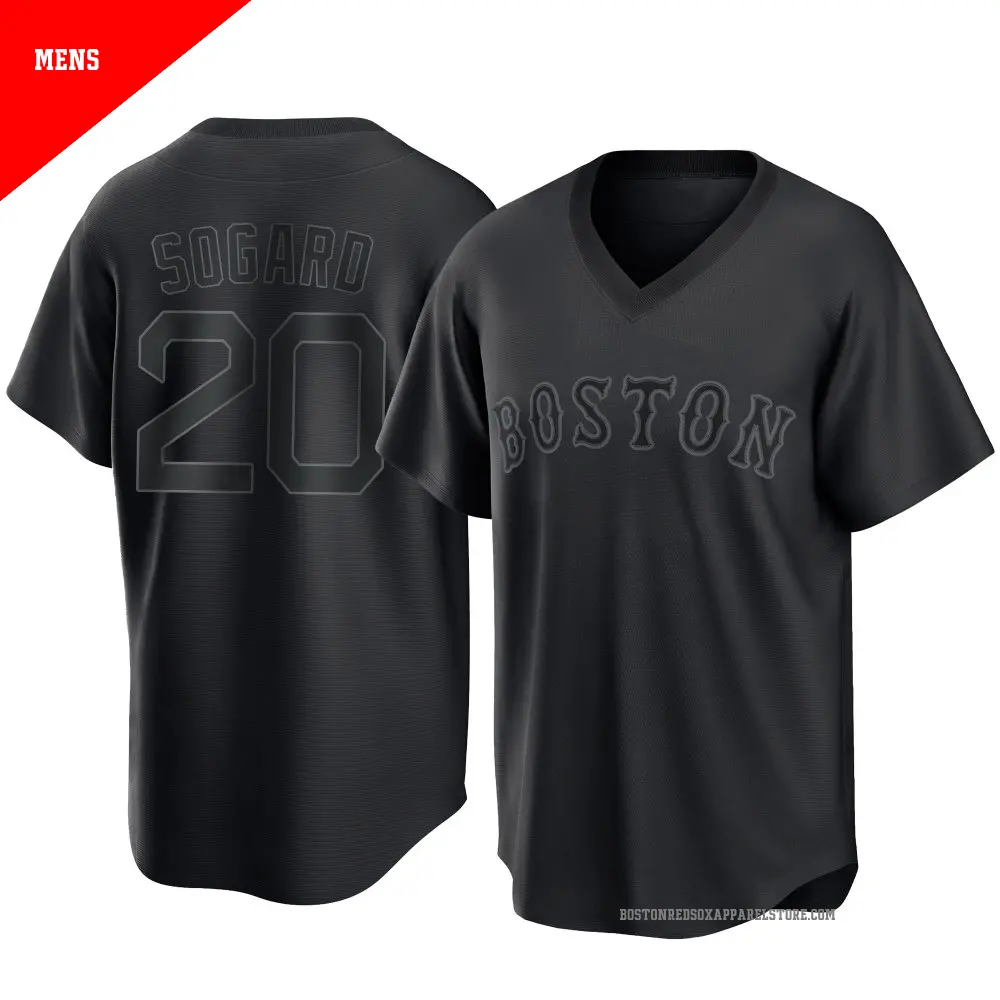 Men's ＃20 Nick Sogard Boston Red Sox Black Replica Pitch Fashion Jersey
