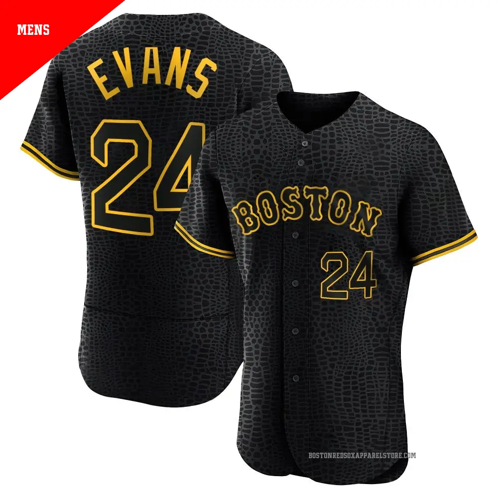 Men's ＃24 Dwight Evans Boston Red Sox Black Authentic Snake Skin City Jersey