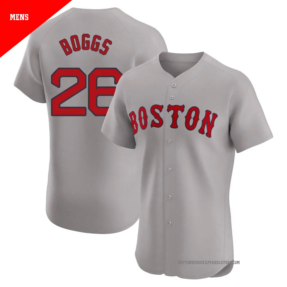 Men's ＃26 Wade Boggs Boston Red Sox Gray Elite Road Jersey