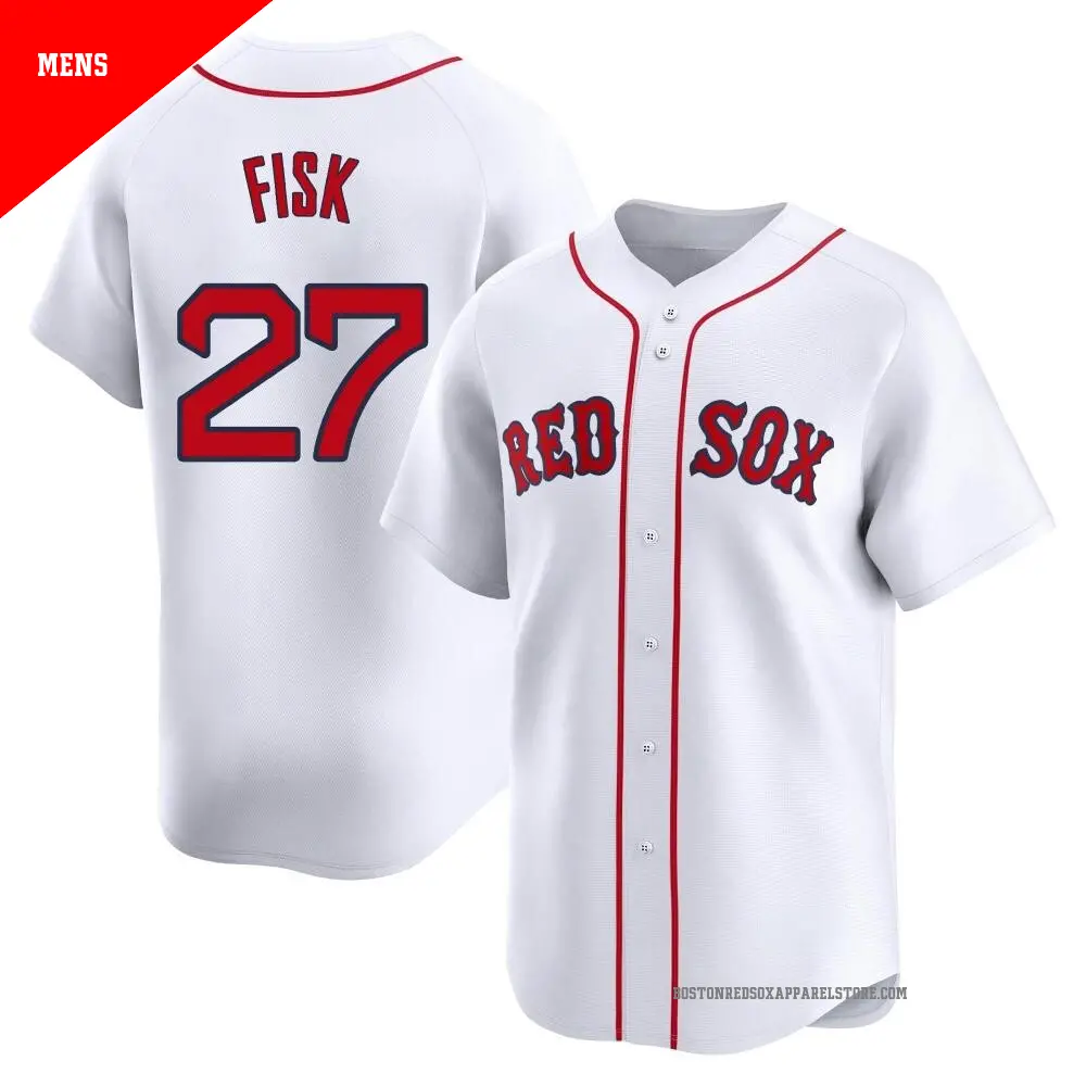 Men's #27 Carlton Fisk Boston Red Sox White Limited Home Jersey