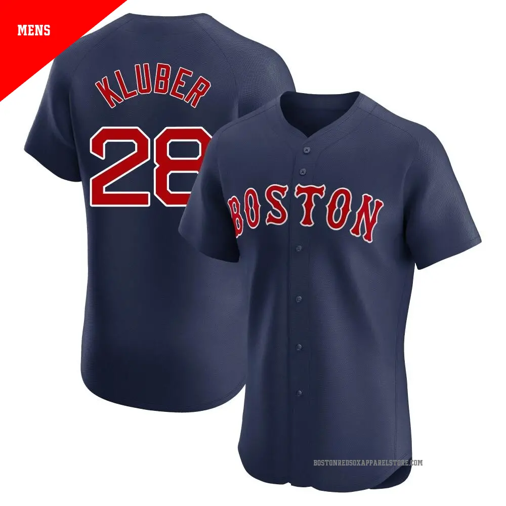 Men's ＃28 Corey Kluber Boston Red Sox Navy Elite Alternate Jersey