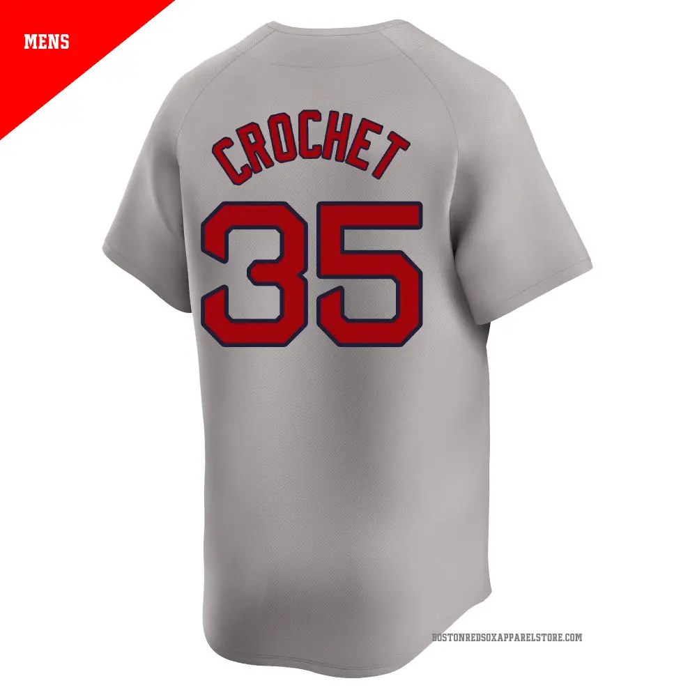 Men's #35 Garrett Crochet Boston Red Sox Gray Limited Away Jersey