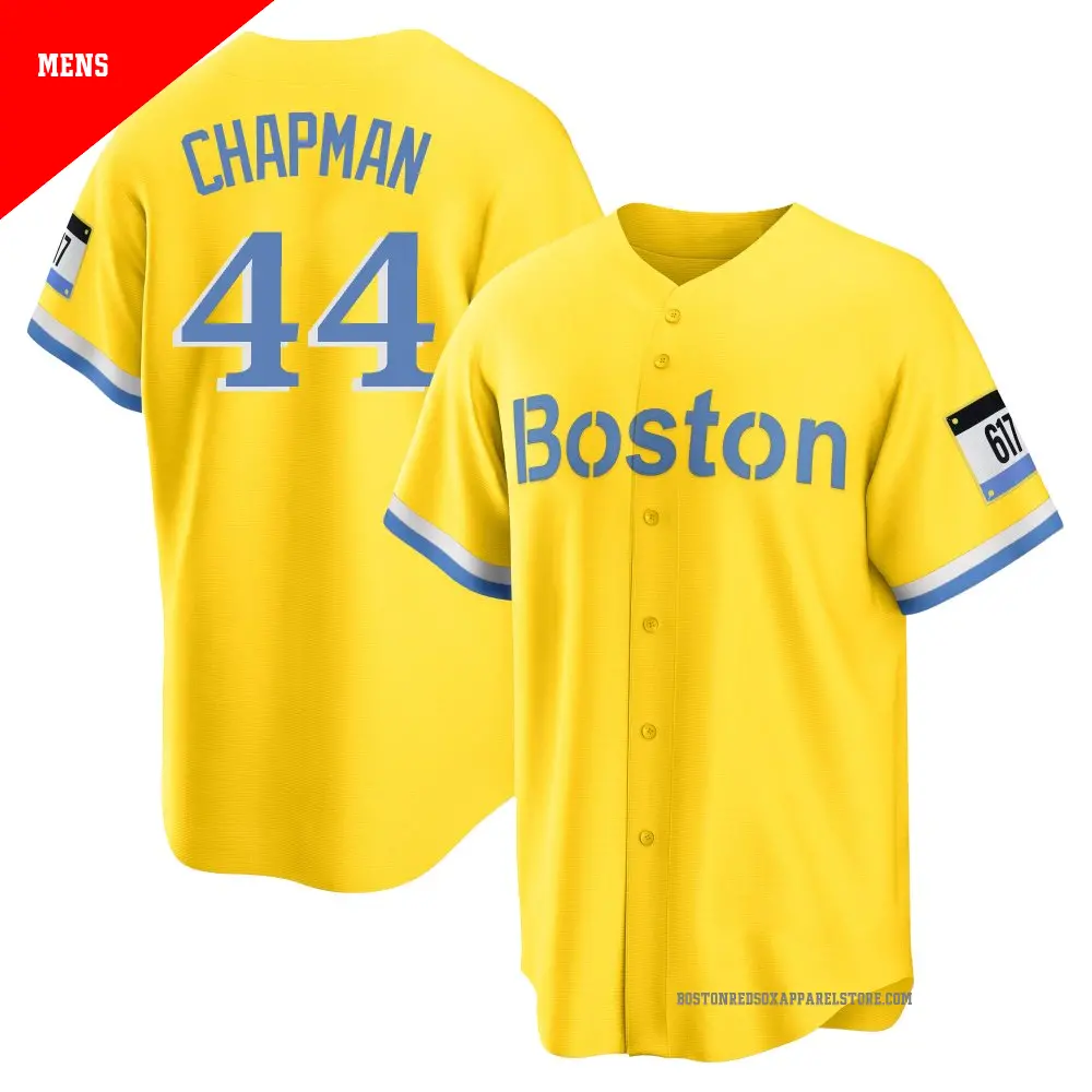 Men's #44 Aroldis Chapman Boston Red Sox Light Blue Replica Gold
