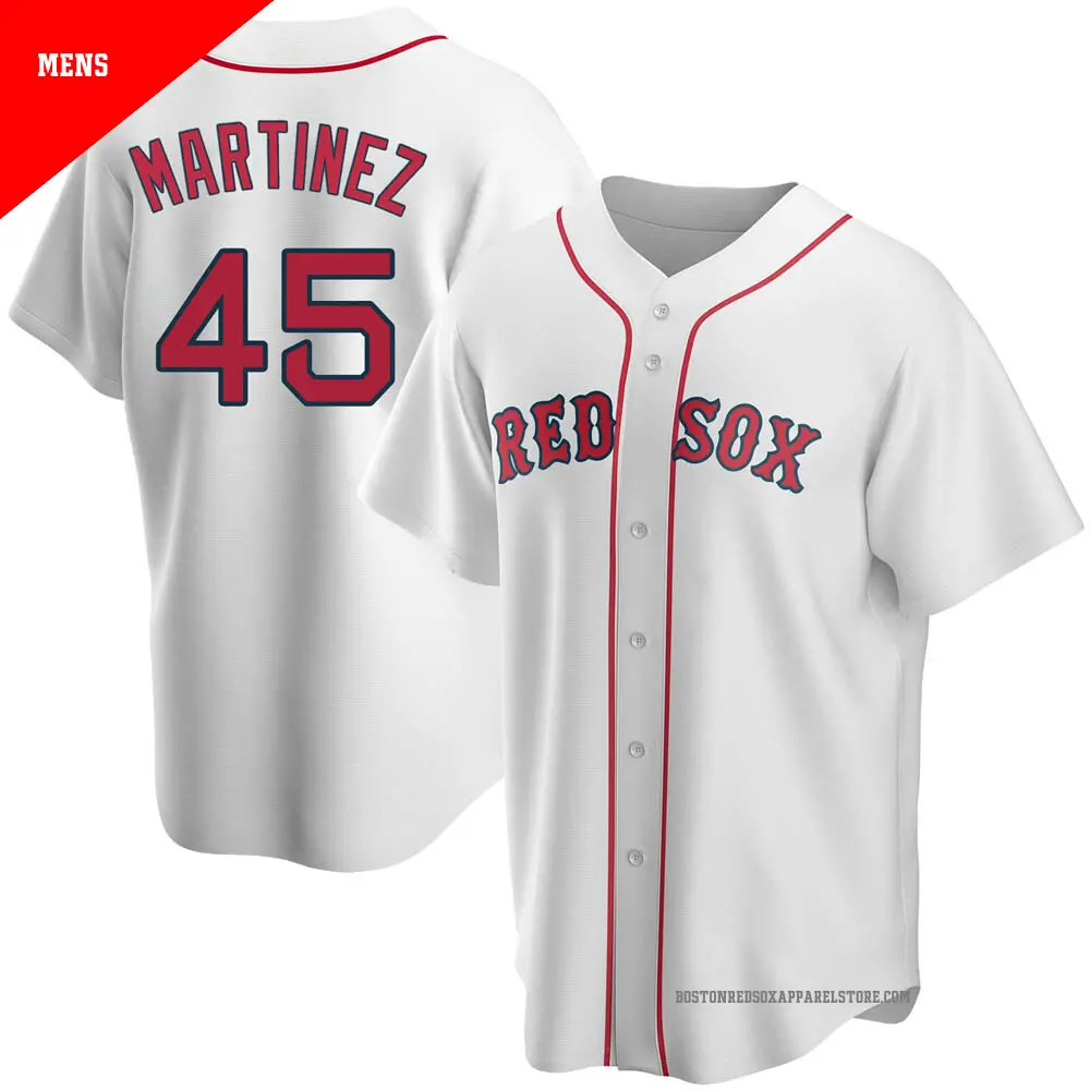 Men's ＃45 Pedro Martinez Boston Red Sox White Replica Home Jersey