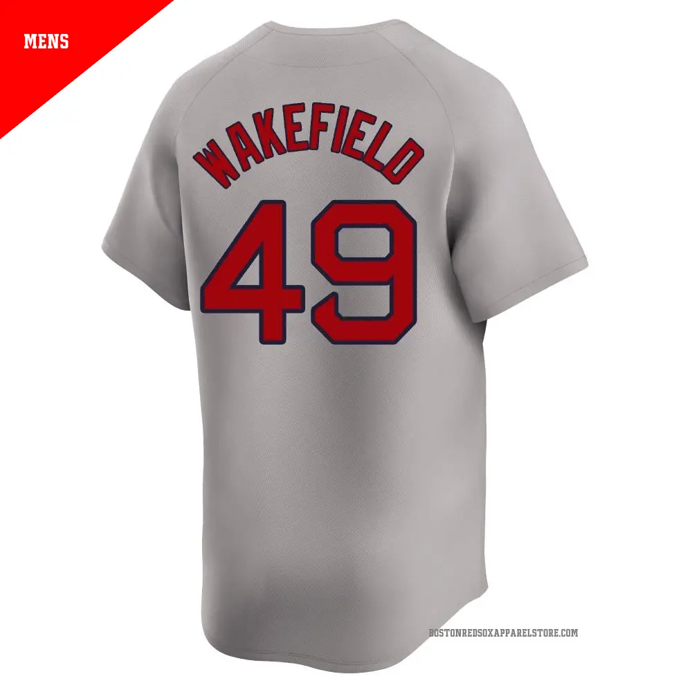 S-0174専用6297.6805.7109.5096 Men's #49 Tim Wakefield Boston Red Sox Gray Limited Away Jersey
