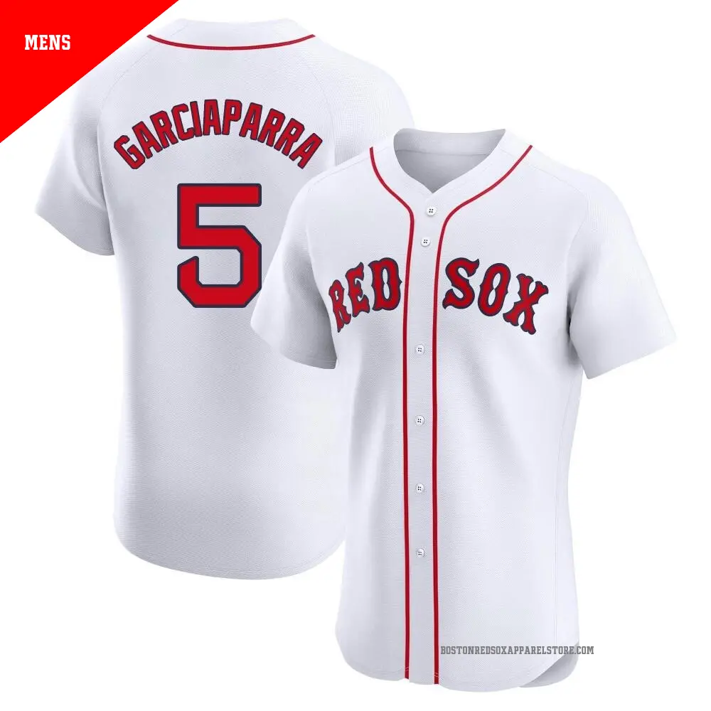 Men's ＃5 Nomar Garciaparra Boston Red Sox White Elite Home Patch Jersey