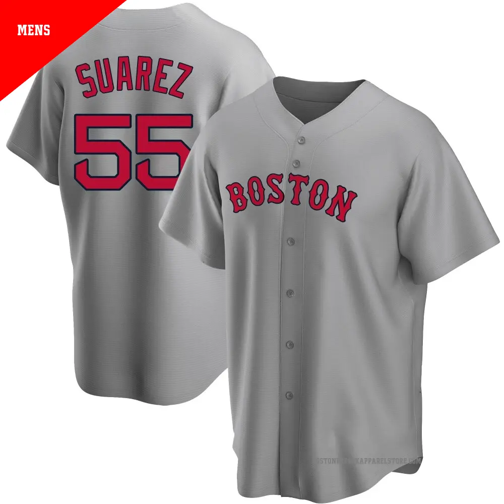 Men's ＃55 Ranger Suarez Boston Red Sox Gray Replica Road Jersey