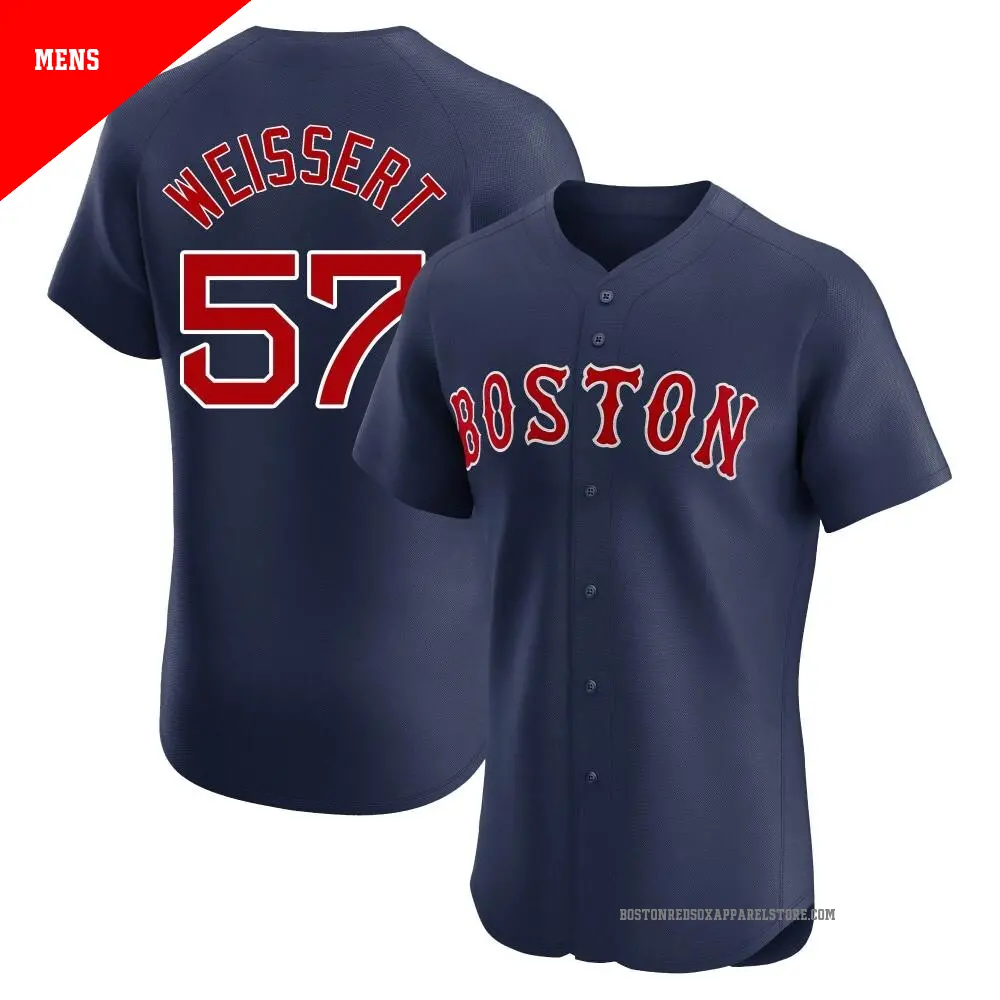 Men's ＃57 Greg Weissert Boston Red Sox Navy Elite Alternate Jersey
