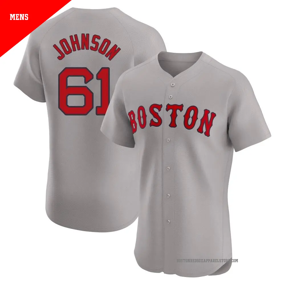 Men's ＃61 Brian Johnson Boston Red Sox Gray Elite Road Jersey
