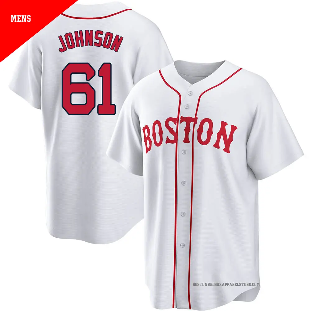 Men's ＃61 Brian Johnson Boston Red Sox White Replica 2021 Patriots' Day Jersey