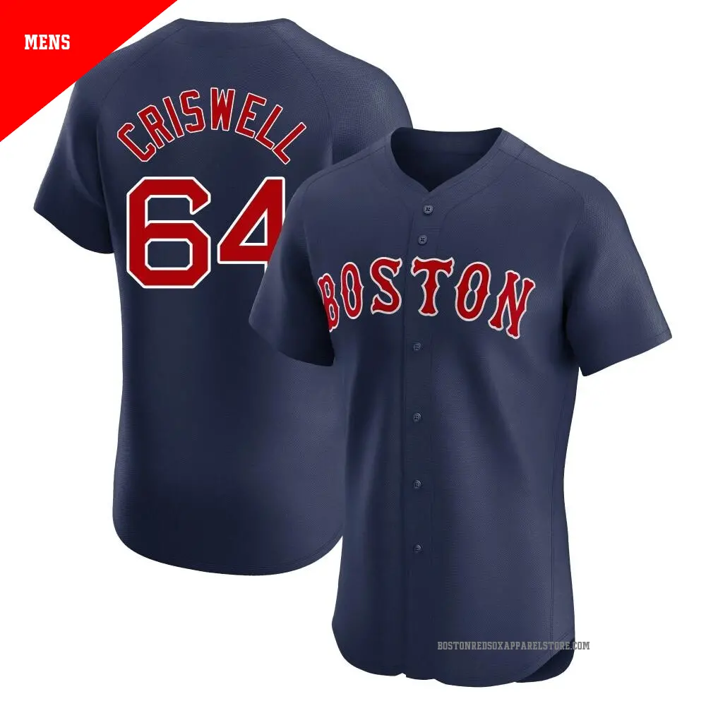 Men's ＃64 Cooper Criswell Boston Red Sox Navy Elite Alternate Jersey