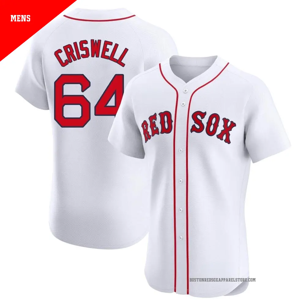 Men's ＃64 Cooper Criswell Boston Red Sox White Elite Home Jersey