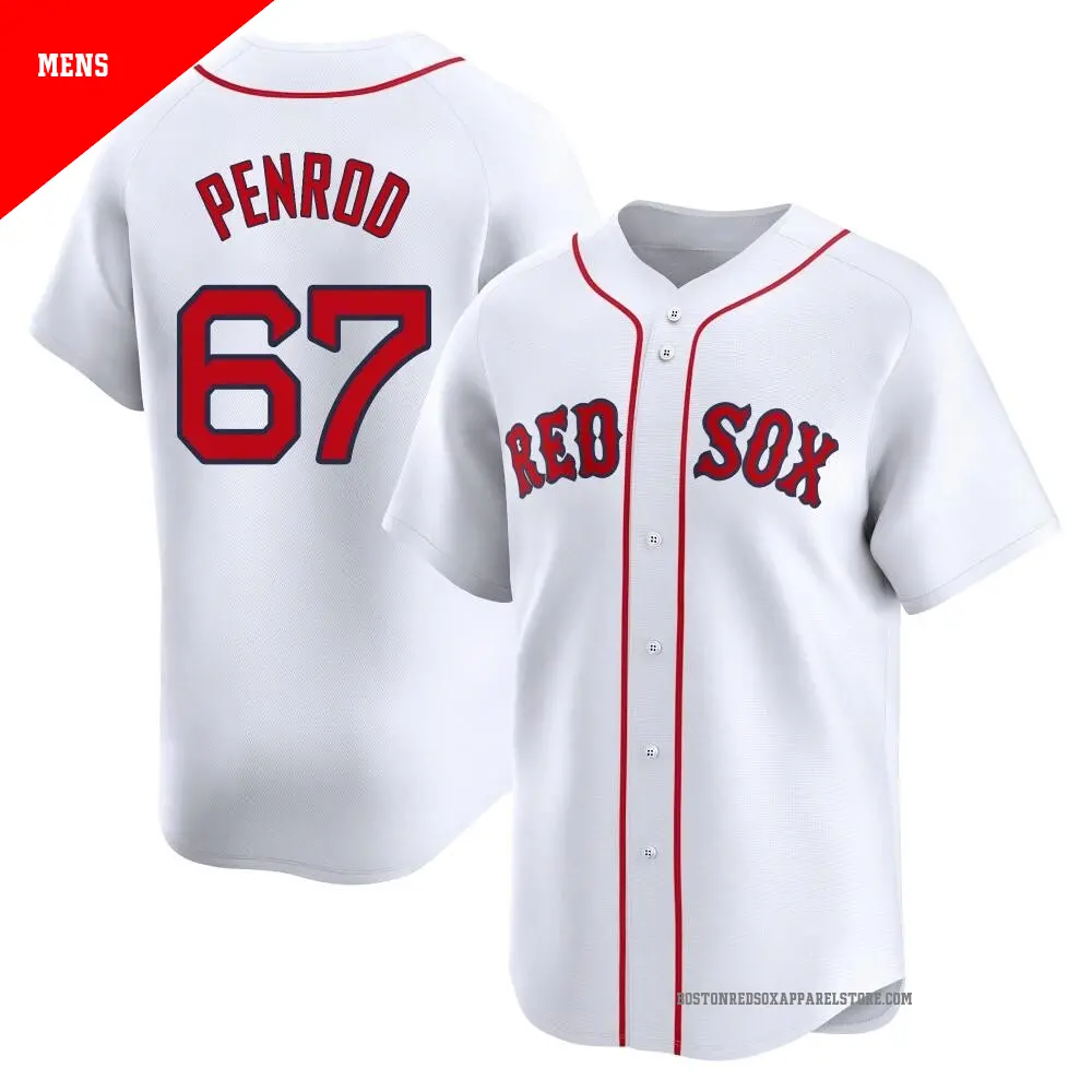 Men's #67 Zach Penrod Boston Red Sox White Limited Home Jersey