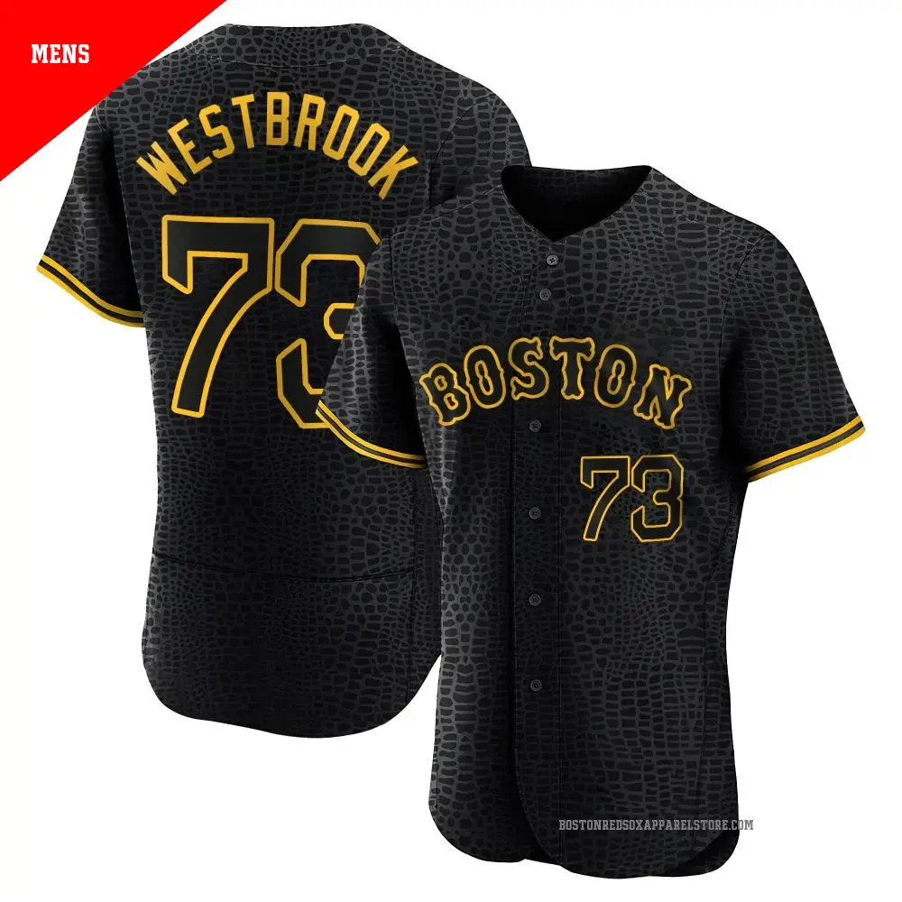 Men's ＃73 Jamie Westbrook Boston Red Sox Black Authentic Snake Skin City Jersey