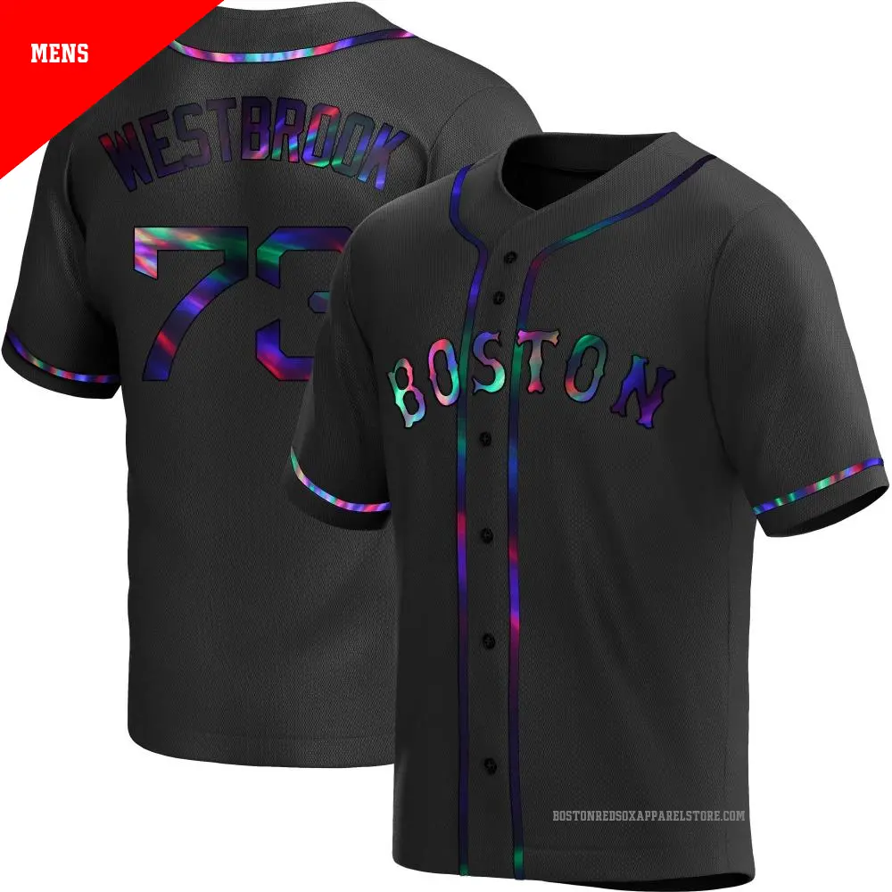 Men's ＃73 Jamie Westbrook Boston Red Sox Black Replica Holographic Alternate Jersey