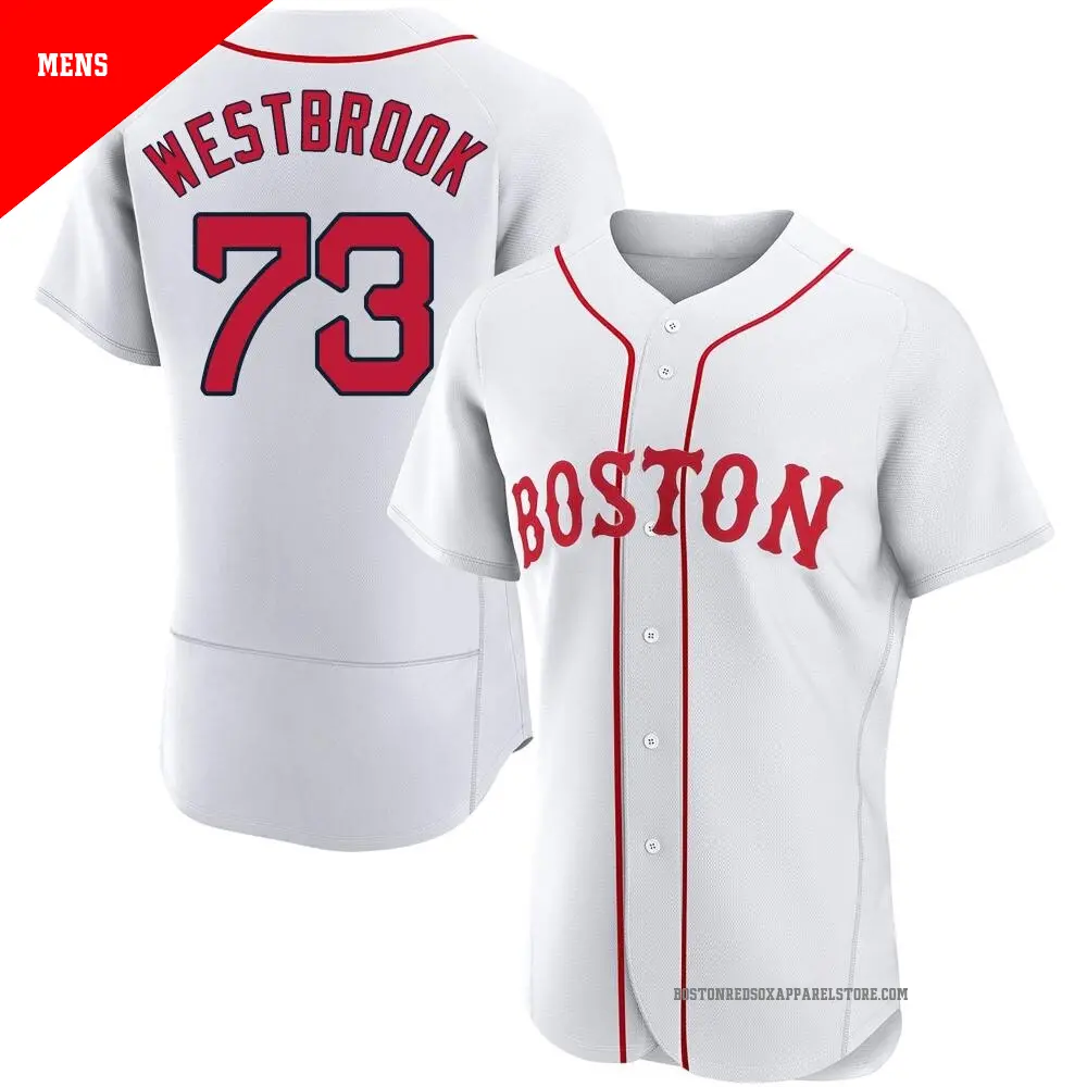 Men's ＃73 Jamie Westbrook Boston Red Sox White Authentic 2021 Patriots' Day Jersey