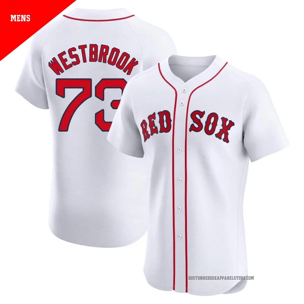 Men's ＃73 Jamie Westbrook Boston Red Sox White Elite Home Patch Jersey