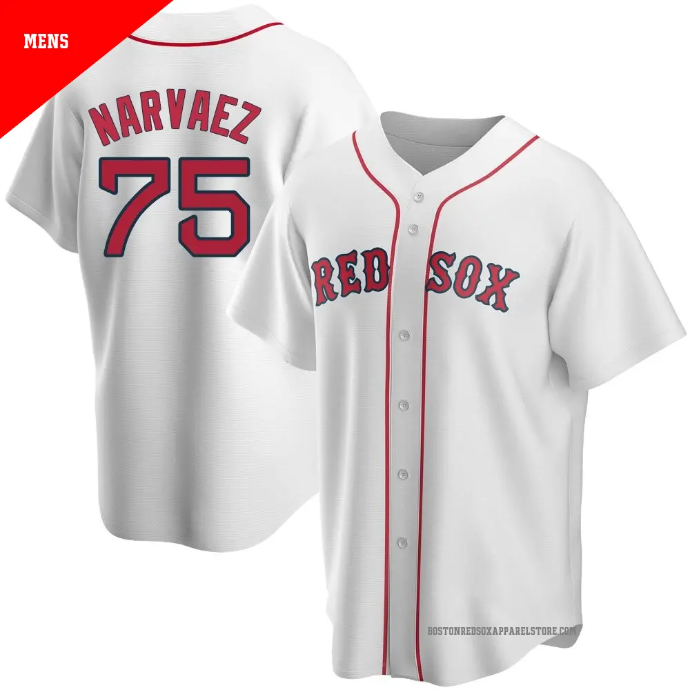 Men's #75 Carlos Narvaez Boston Red Sox White Replica Home