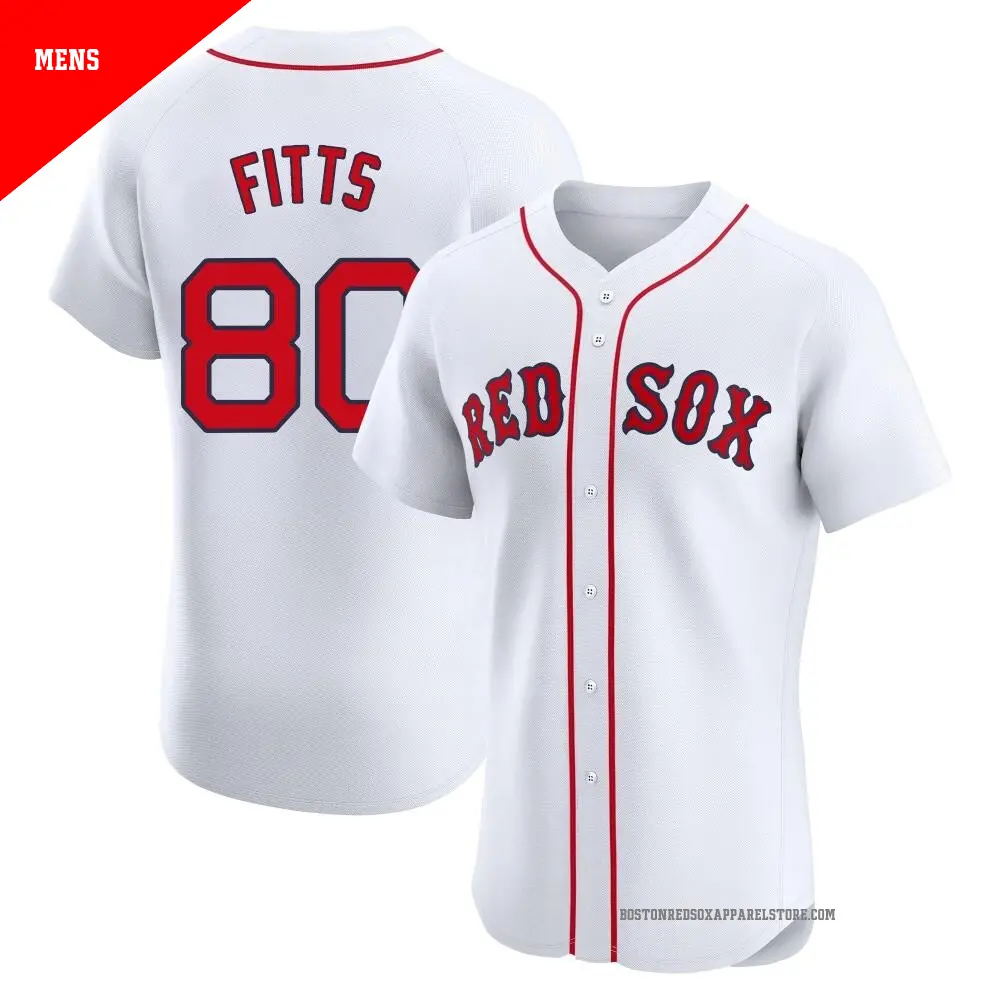 Men's ＃80 Richard Fitts Boston Red Sox White Elite Home Patch Jersey
