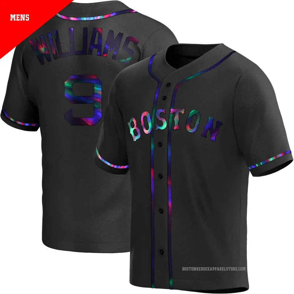 Men's ＃9 Ted Williams Boston Red Sox Black Replica Holographic Alternate Jersey