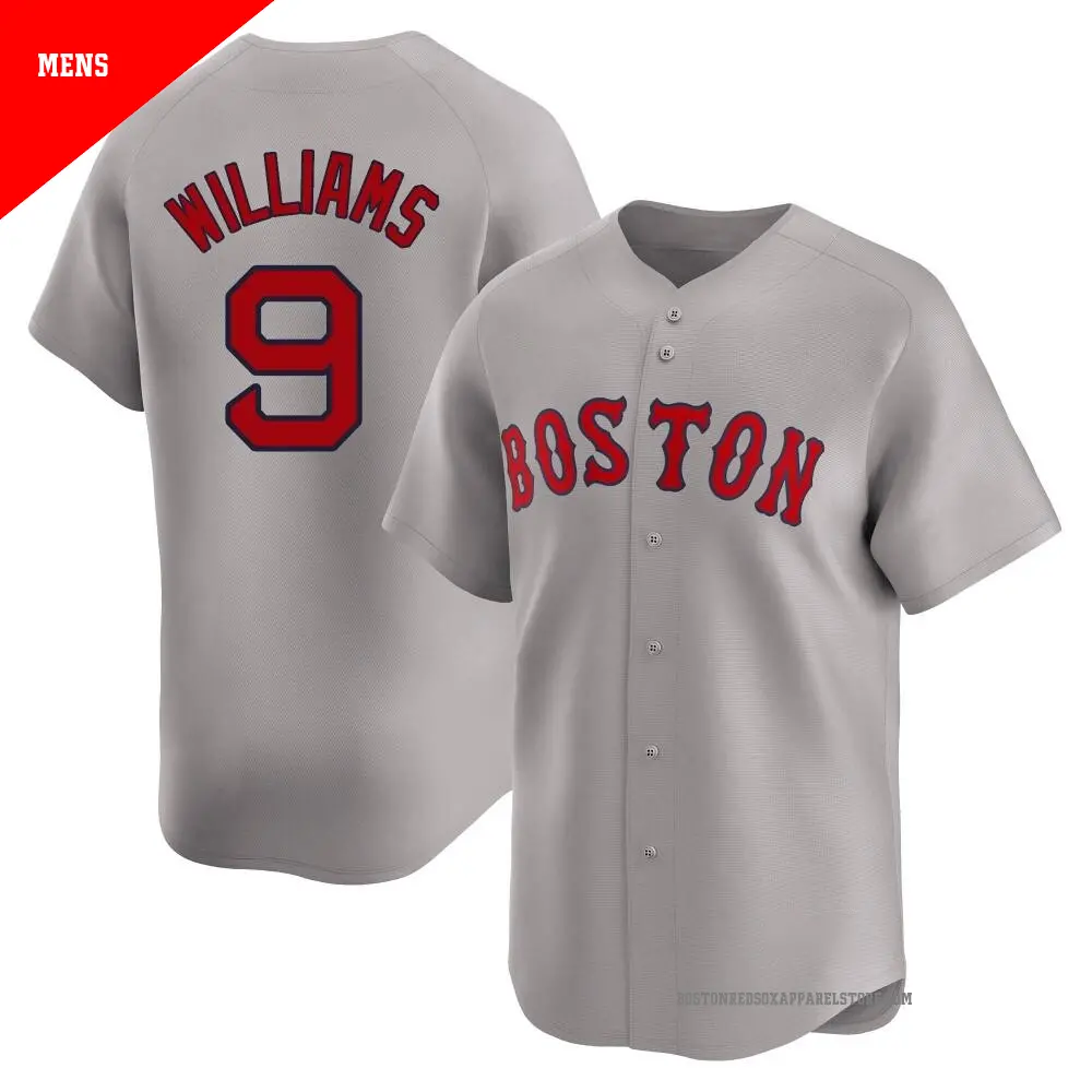 Men's #9 Ted Williams Boston Red Sox Gray Limited Away Jersey