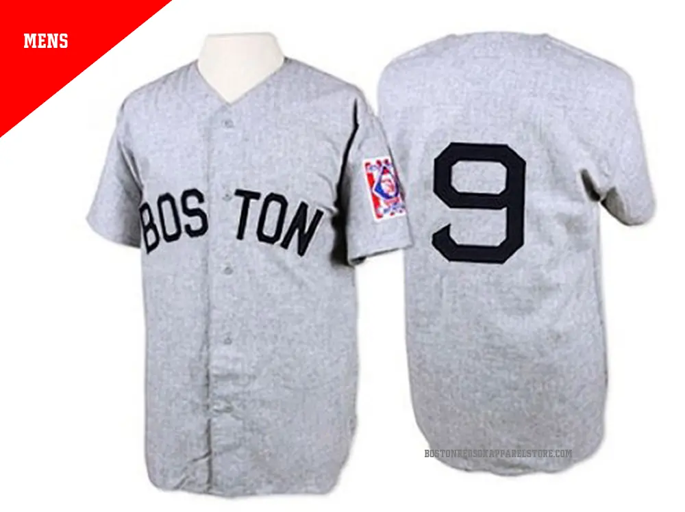 Men's ＃9 Ted Williams Boston Red Sox Grey Authentic 1939 Throwback Jersey