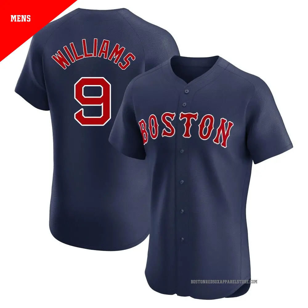 Men's #9 Ted Williams Boston Red Sox Grey Authentic 1939 Throwback