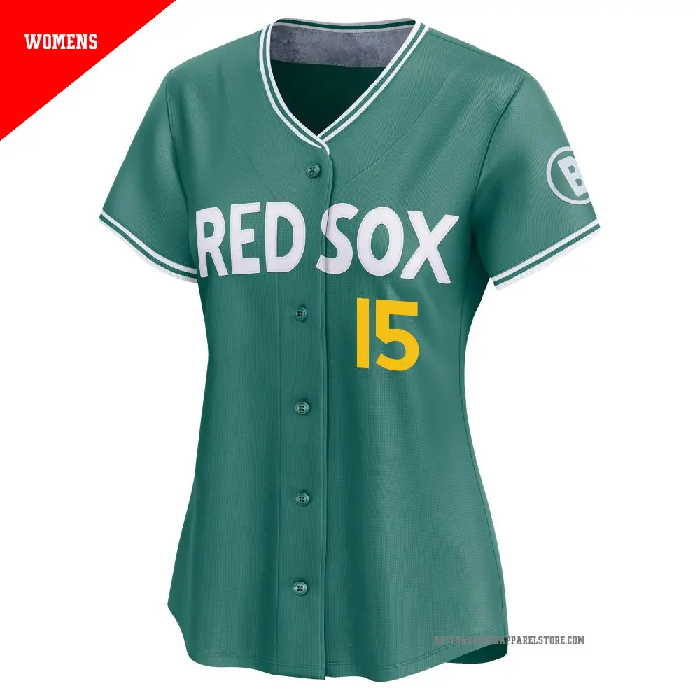 Women's #15 Dustin Pedroia Boston Red Sox Green Limited 2025 City