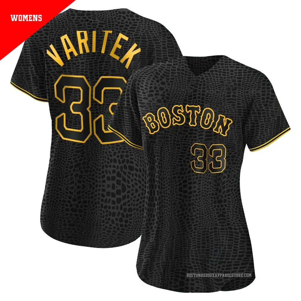 Women's #33 Jason Varitek Boston Red Sox Black Authentic Snake