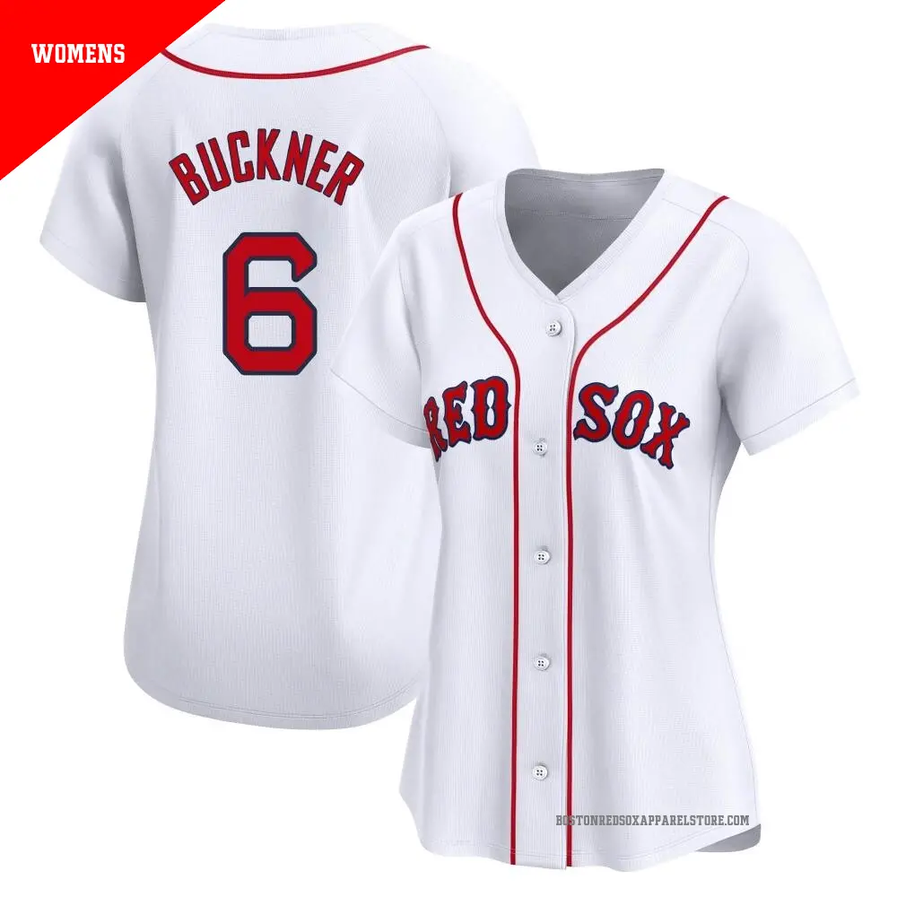 Women's ＃6 Bill Buckner Boston Red Sox White Limited Home Jersey