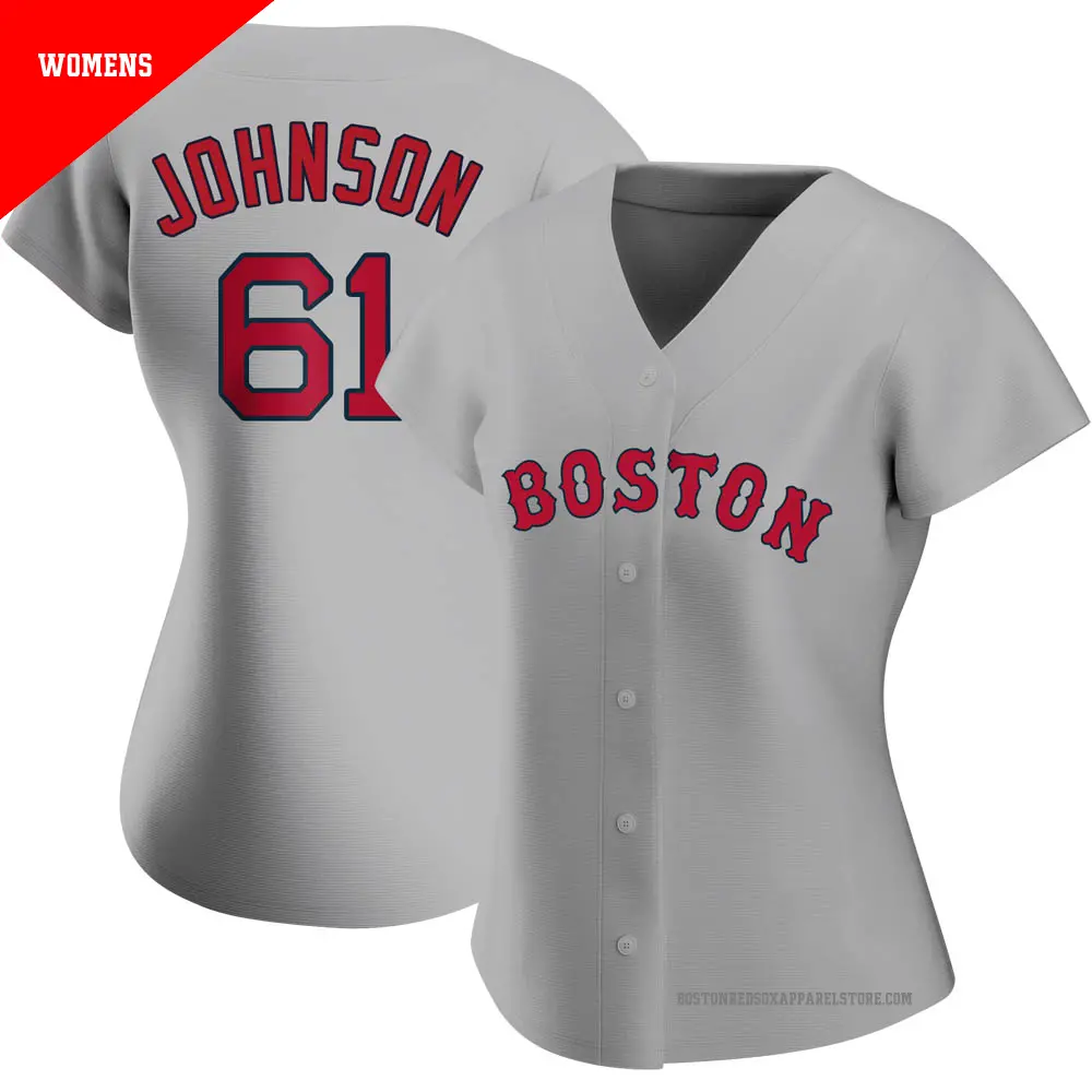 Women's ＃61 Brian Johnson Boston Red Sox Gray Authentic Road Jersey