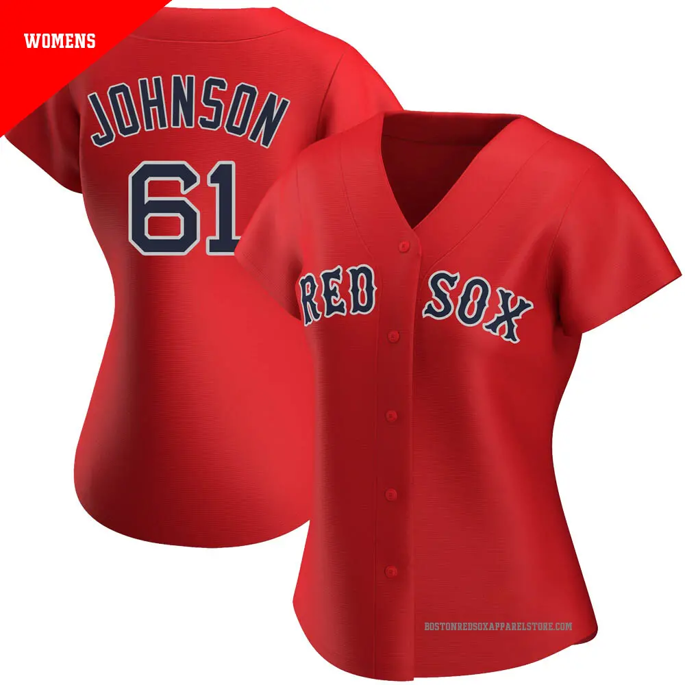 Women's ＃61 Brian Johnson Boston Red Sox Red Replica Alternate Jersey