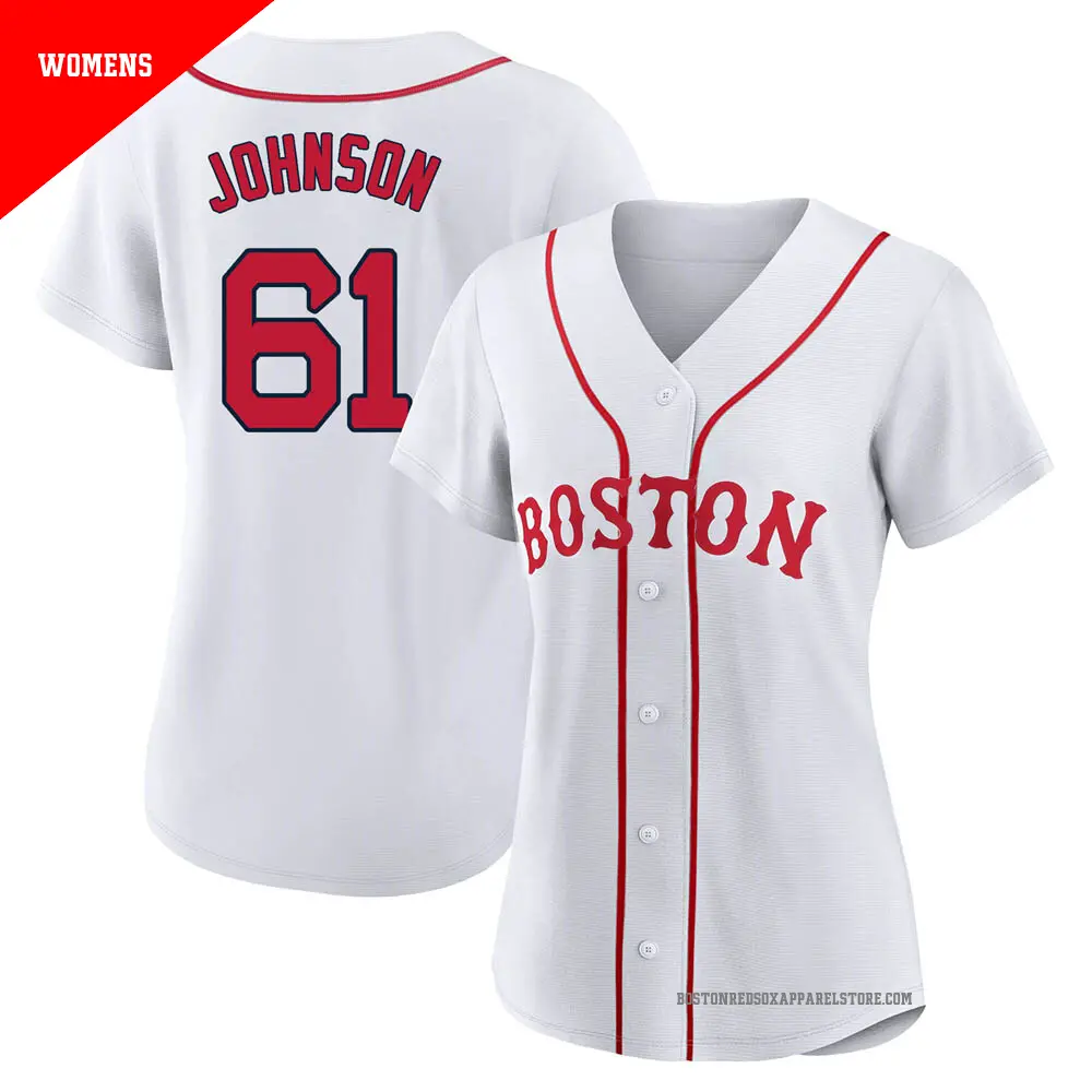Women's ＃61 Brian Johnson Boston Red Sox White Authentic 2021 Patriots' Day Jersey