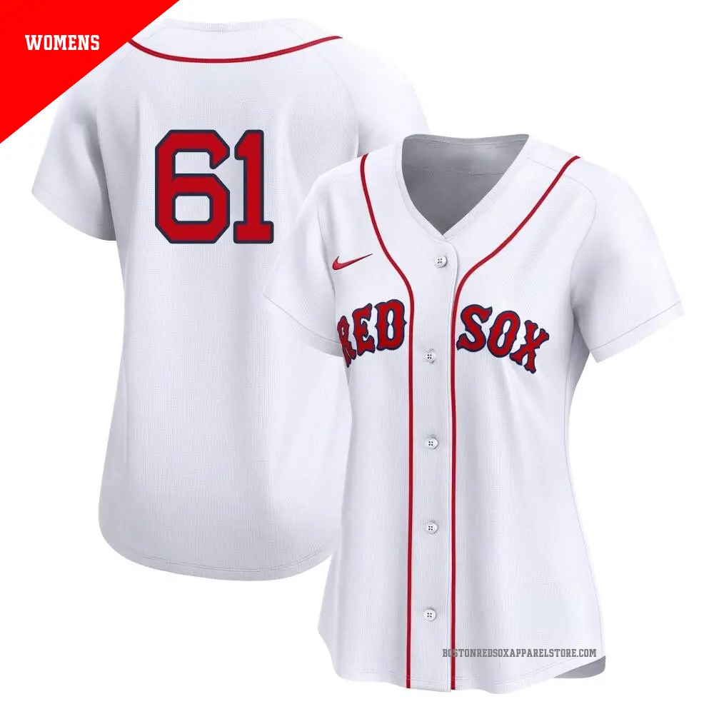 Women's ＃61 Brian Johnson Boston Red Sox White Limited 2nd Home Jersey