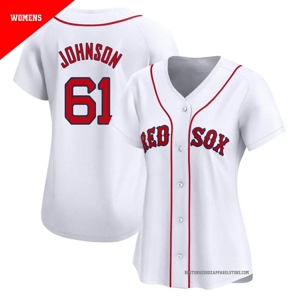Women's ＃61 Brian Johnson Boston Red Sox White Limited Home Jersey