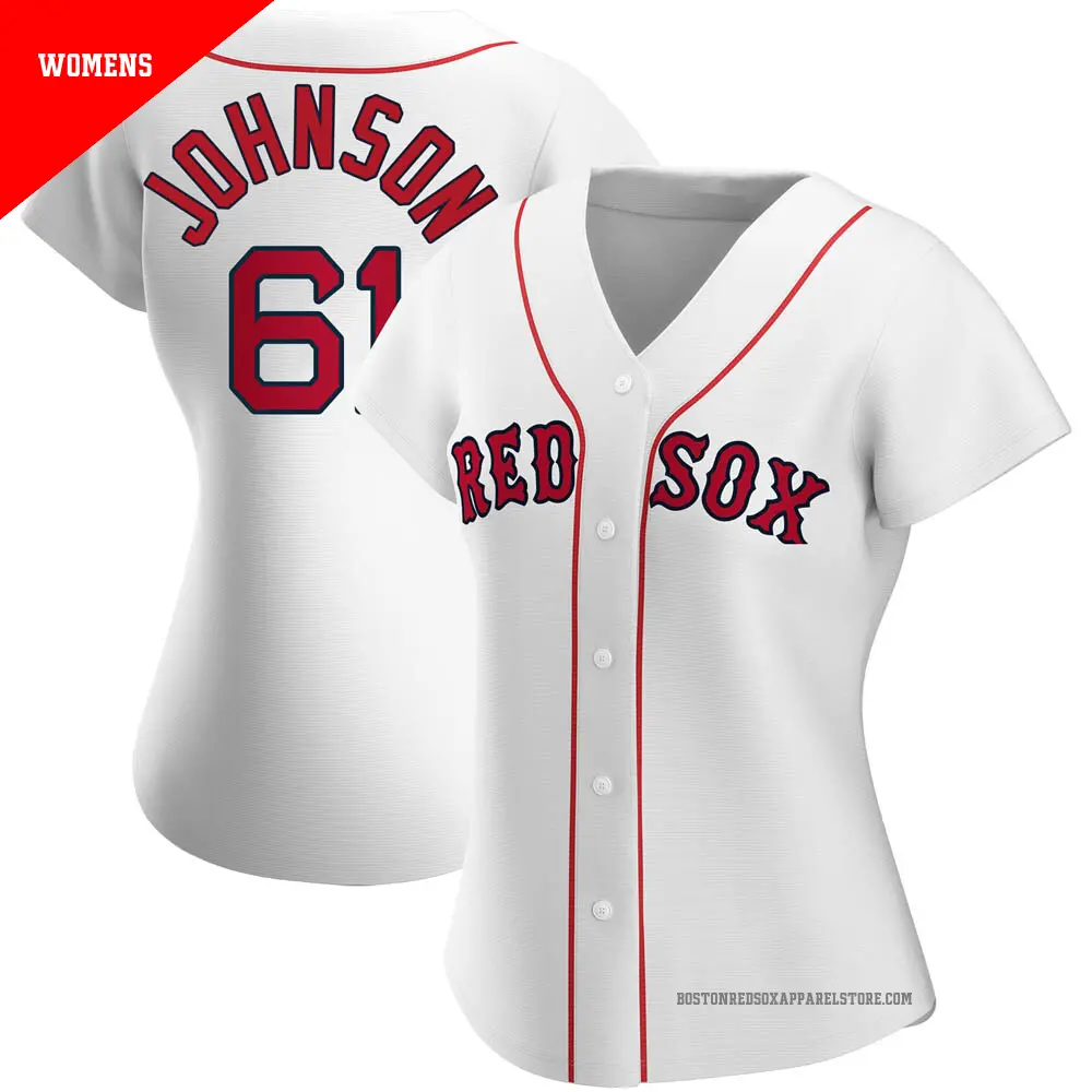 Women's ＃61 Brian Johnson Boston Red Sox White Replica Home Jersey