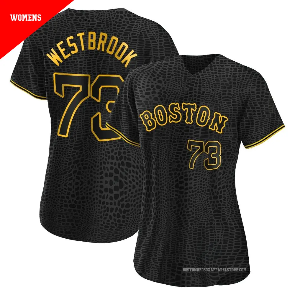 Women's ＃73 Jamie Westbrook Boston Red Sox Black Authentic Snake Skin City Jersey