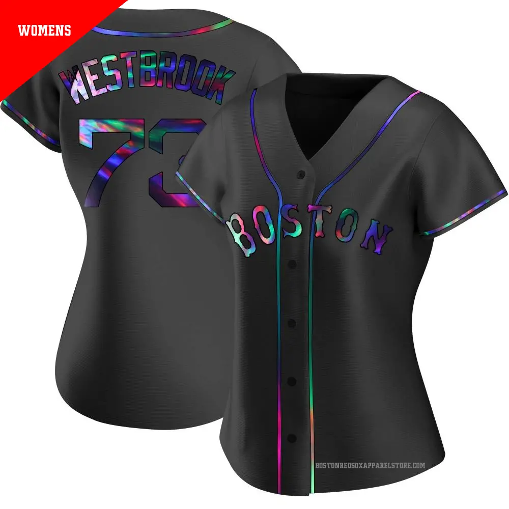 Women's ＃73 Jamie Westbrook Boston Red Sox Black Replica Holographic Alternate Jersey