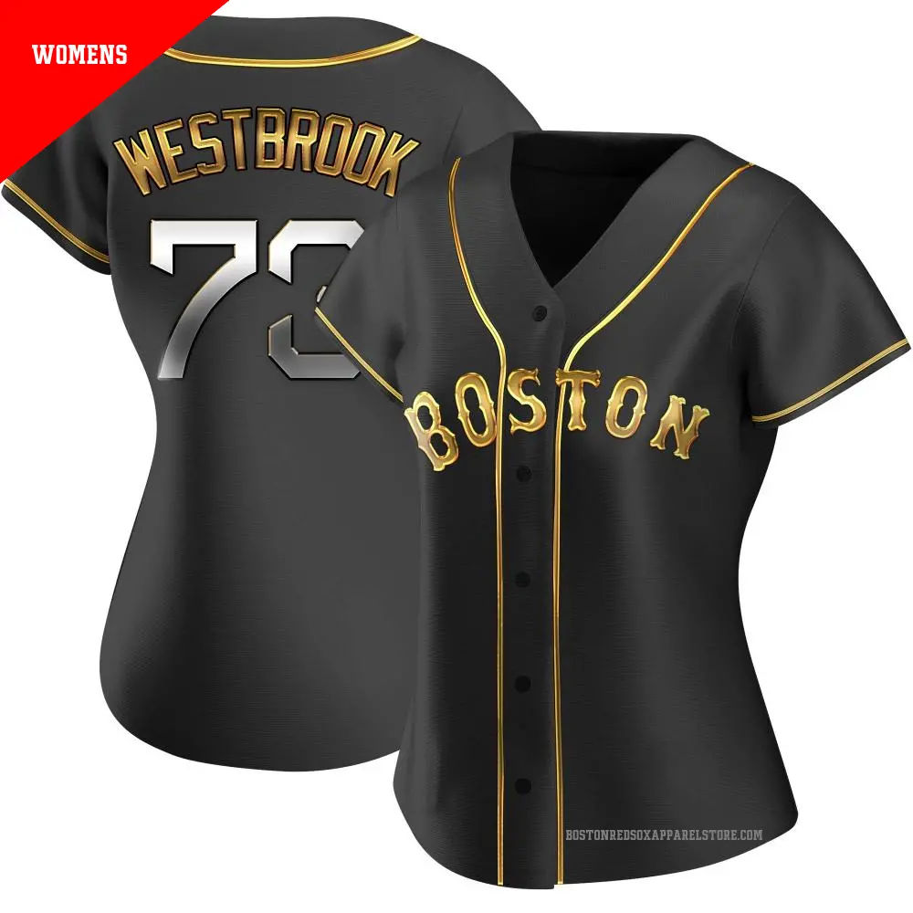 Women's ＃73 Jamie Westbrook Boston Red Sox Gold Replica Black en Alternate Jersey