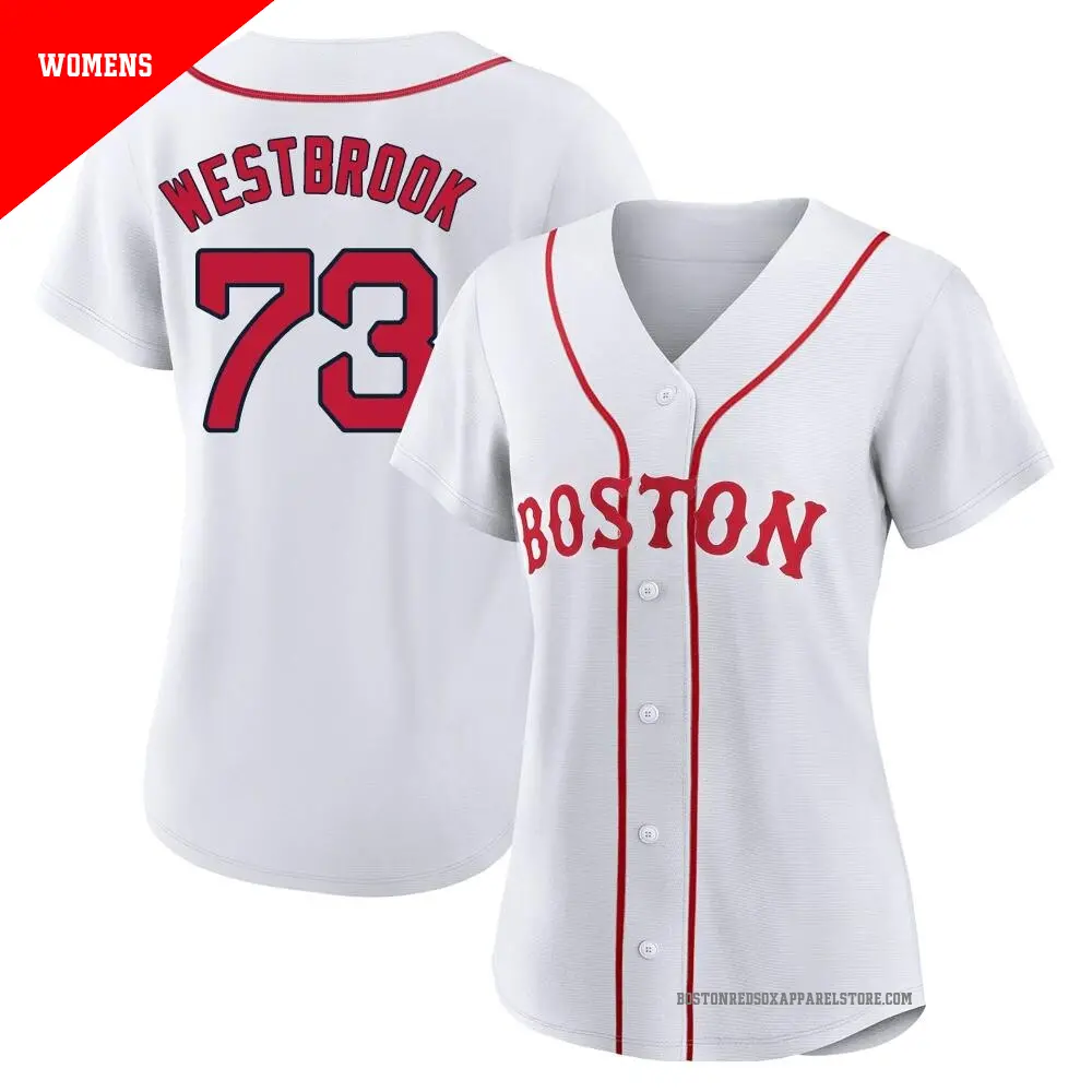 Women's ＃73 Jamie Westbrook Boston Red Sox White Authentic 2021 Patriots' Day Jersey