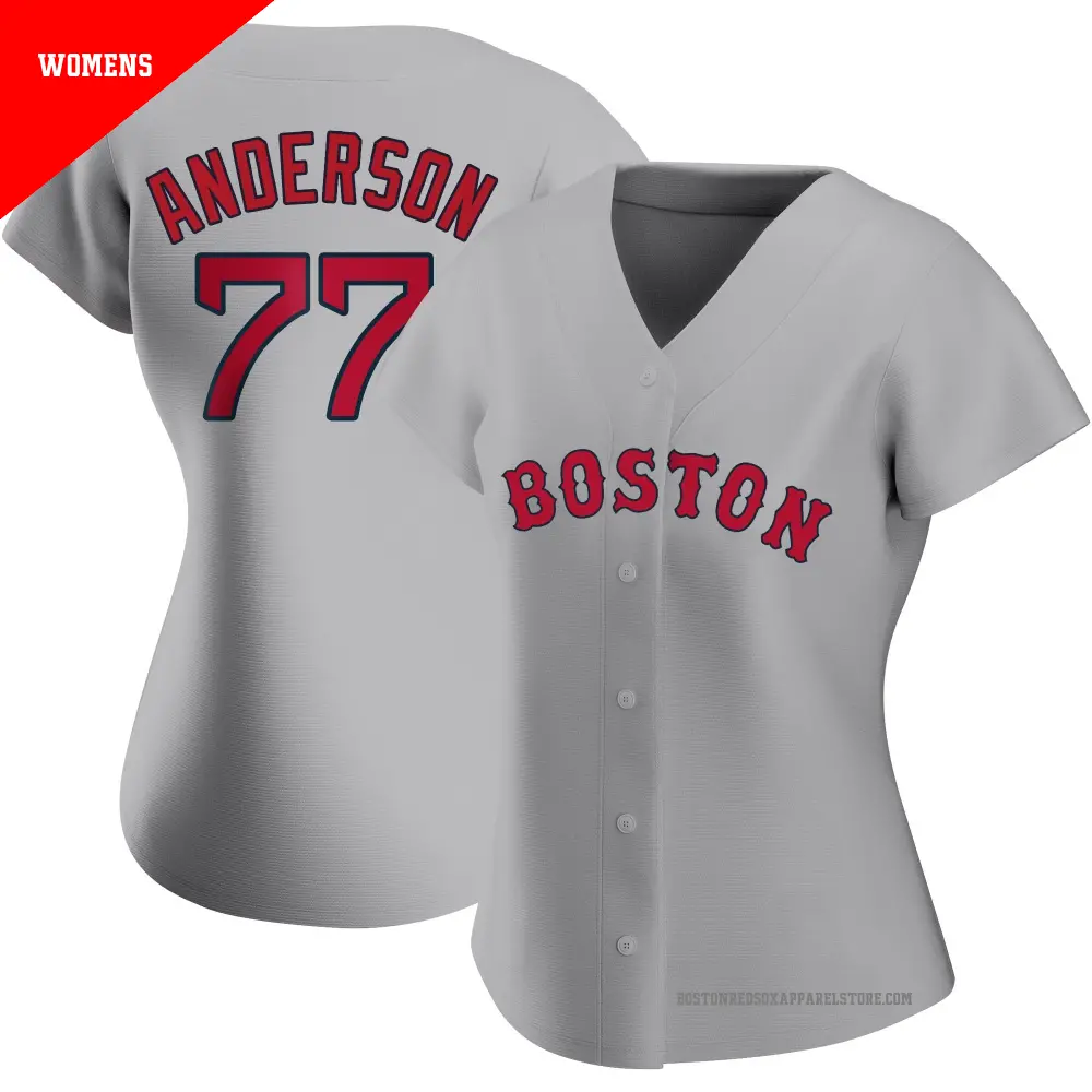 Women's ＃77 Jack Anderson Boston Red Sox Gray Replica Road Jersey