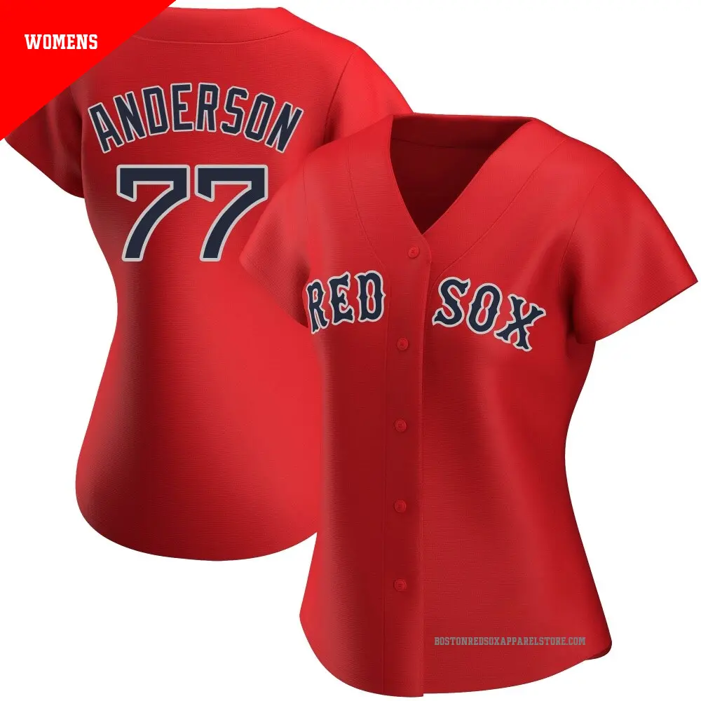 Women's ＃77 Jack Anderson Boston Red Sox Red Replica Alternate Jersey