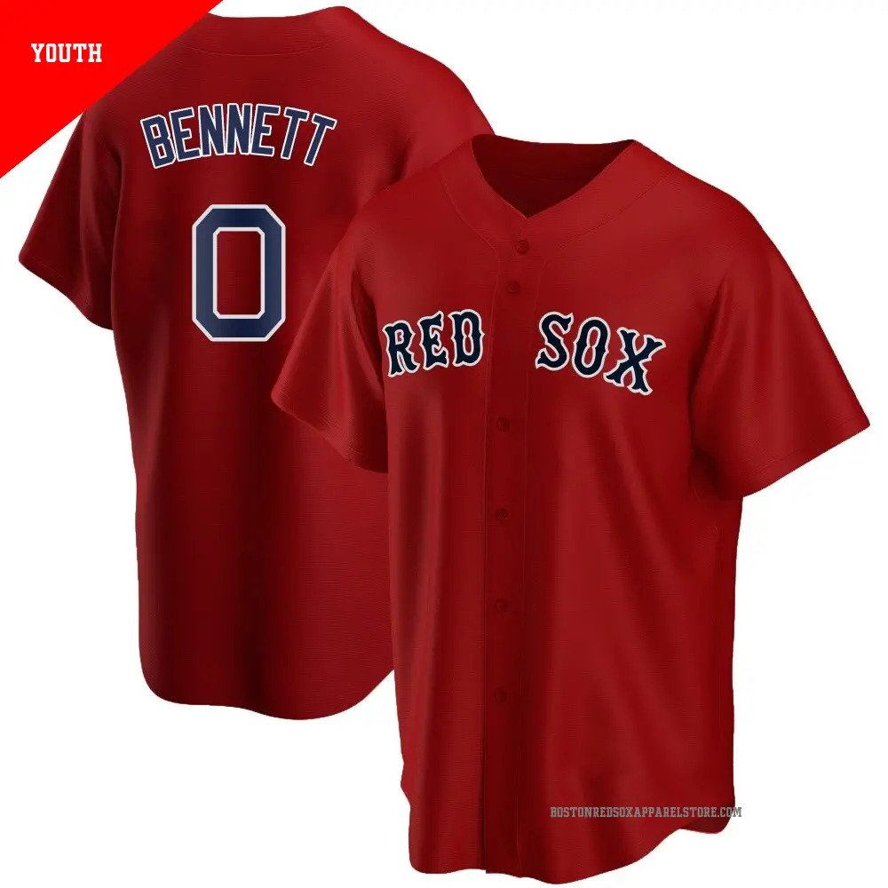 Youth ＃0 Jake Bennett Boston Red Sox Red Replica Alternate Jersey